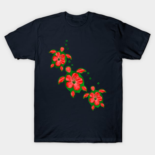 Christmas Hawaii Honu Turtles T-Shirt by macdonaldcreativestudios